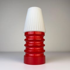 Mid-century small wood and glass table lamp, Italy 1970s