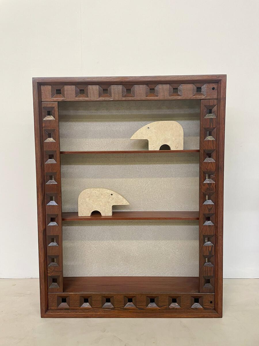 Mid-Century Modern Midcentury Small Wooden Bookcase by Guiseppe Rivadossi, 1970s For Sale