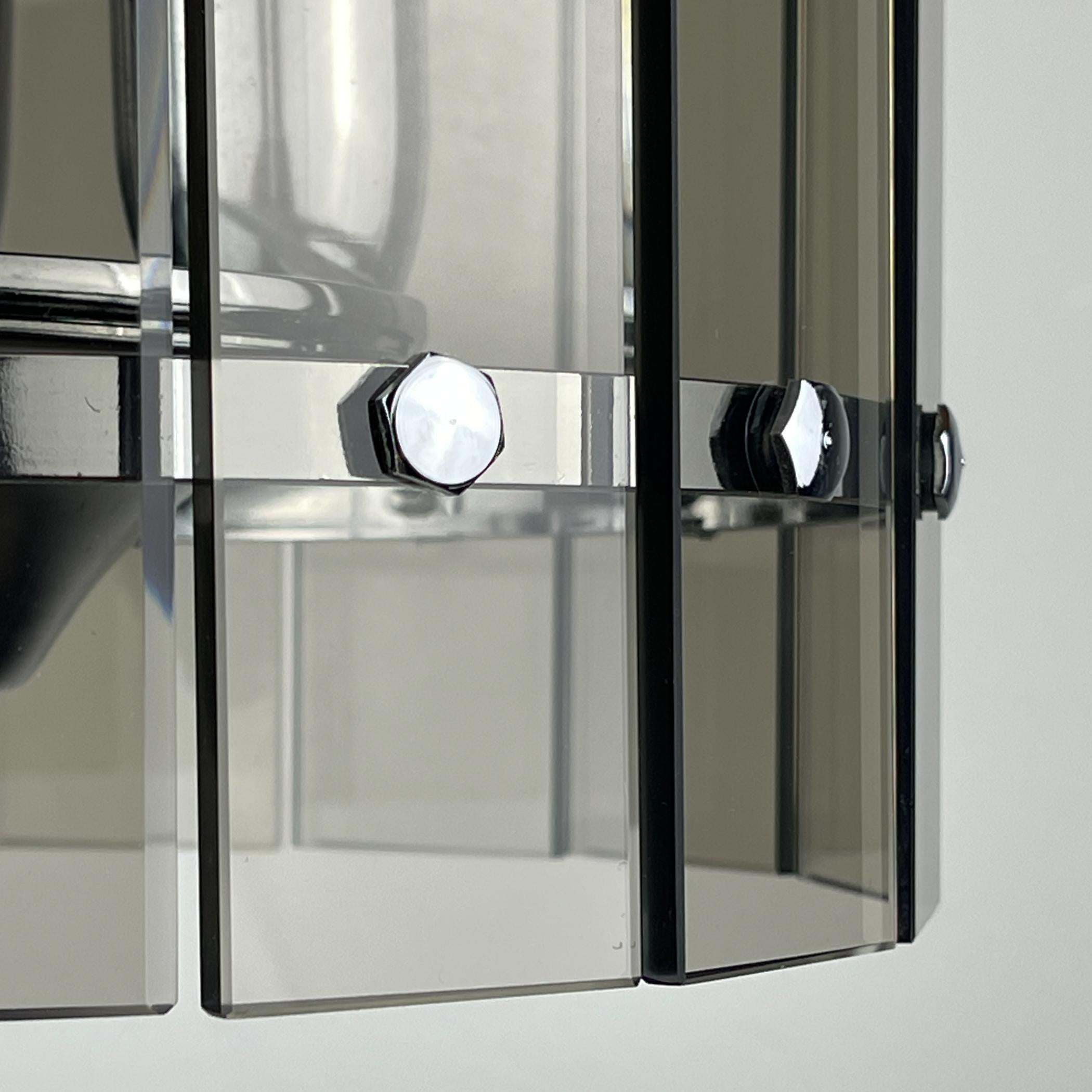 Mid-Century-Pendelleuchte aus Rauchglas von Veca, Italien 1970er Jahre im Angebot 3