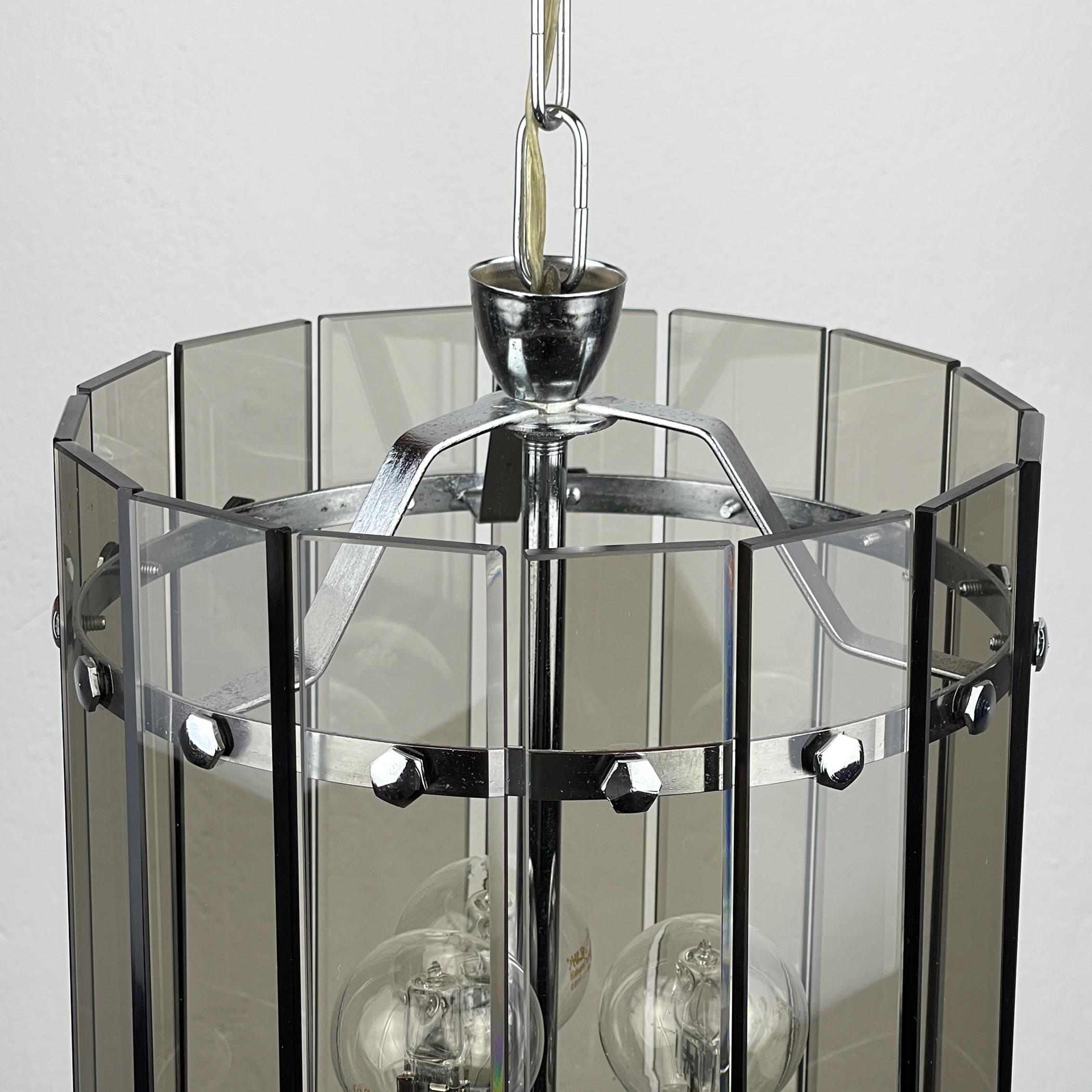 Mid-Century-Pendelleuchte aus Rauchglas von Veca, Italien 1970er Jahre im Angebot 4