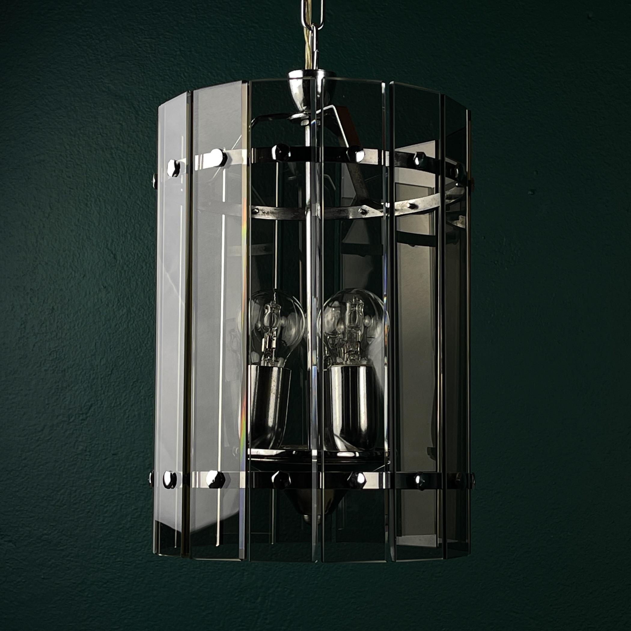 Mid-Century-Pendelleuchte aus Rauchglas von Veca, Italien 1970er Jahre im Angebot 8
