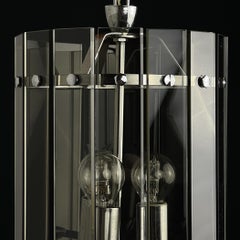 Lampada a sospensione in vetro artistico fumé di metà secolo di Veca, Italia, anni '70