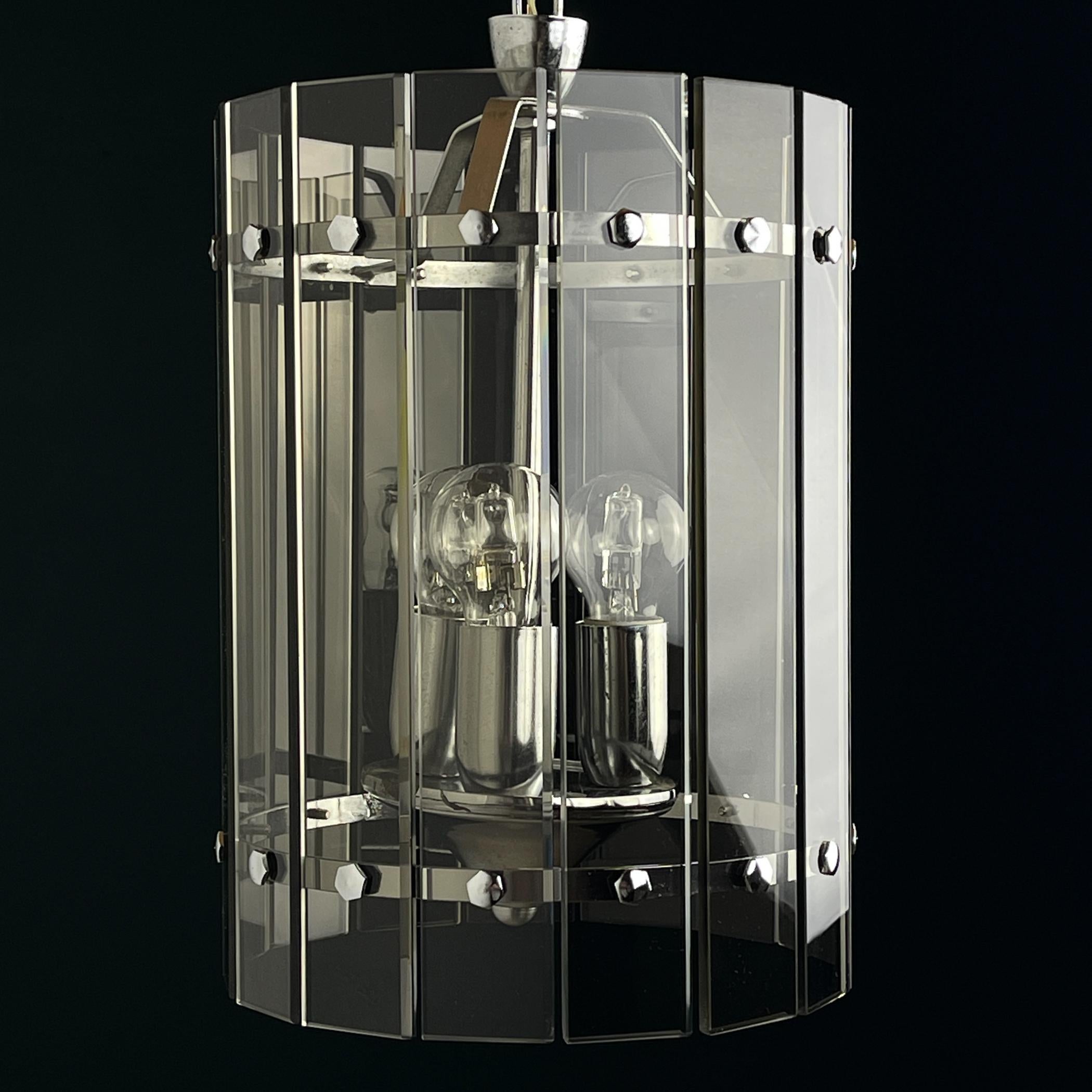 Mid-Century-Pendelleuchte aus Rauchglas von Veca, Italien 1970er Jahre (Moderne der Mitte des Jahrhunderts) im Angebot