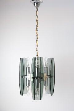 Mid-Century Smoked Glass Ceiling Light by Veca, Italy 1970s