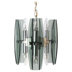 Mid-Century Smoked Glass Ceiling Light by Veca, Italy 1970s