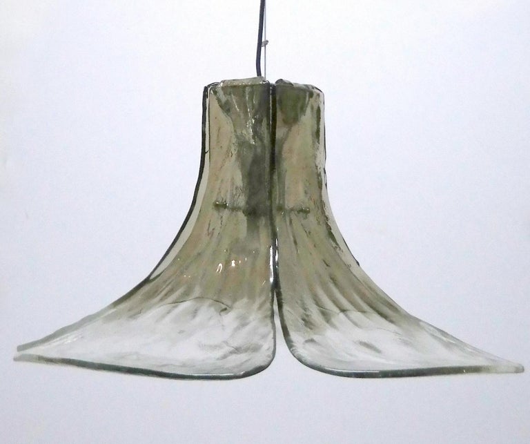 Midcentury Smoked Glass Gingko Leaf Lamp by Kalmar for Franken KG For ...