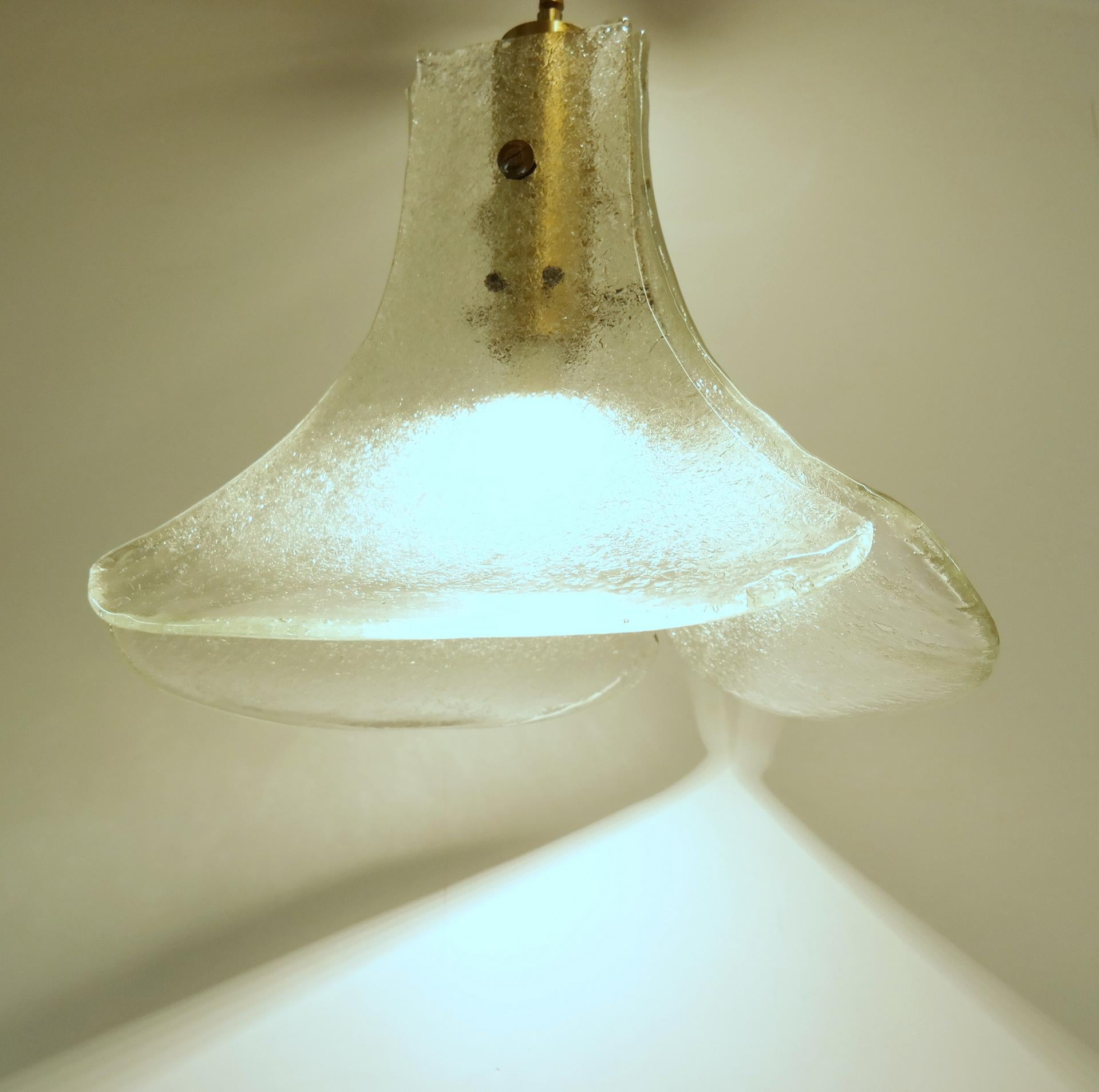 Austrian Midcentury Smoked Glass Gingko Leaf Lamp by Kalmar for Franken KG For Sale