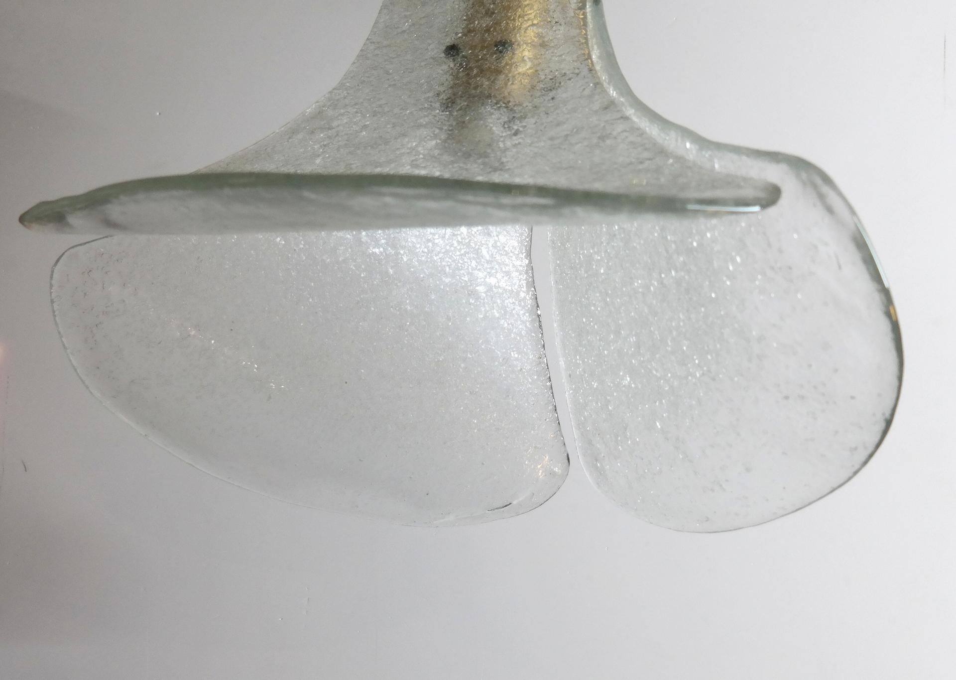 Midcentury Smoked Glass Gingko Leaf Lamp by Kalmar for Franken KG In Good Condition For Sale In Budapest, HU