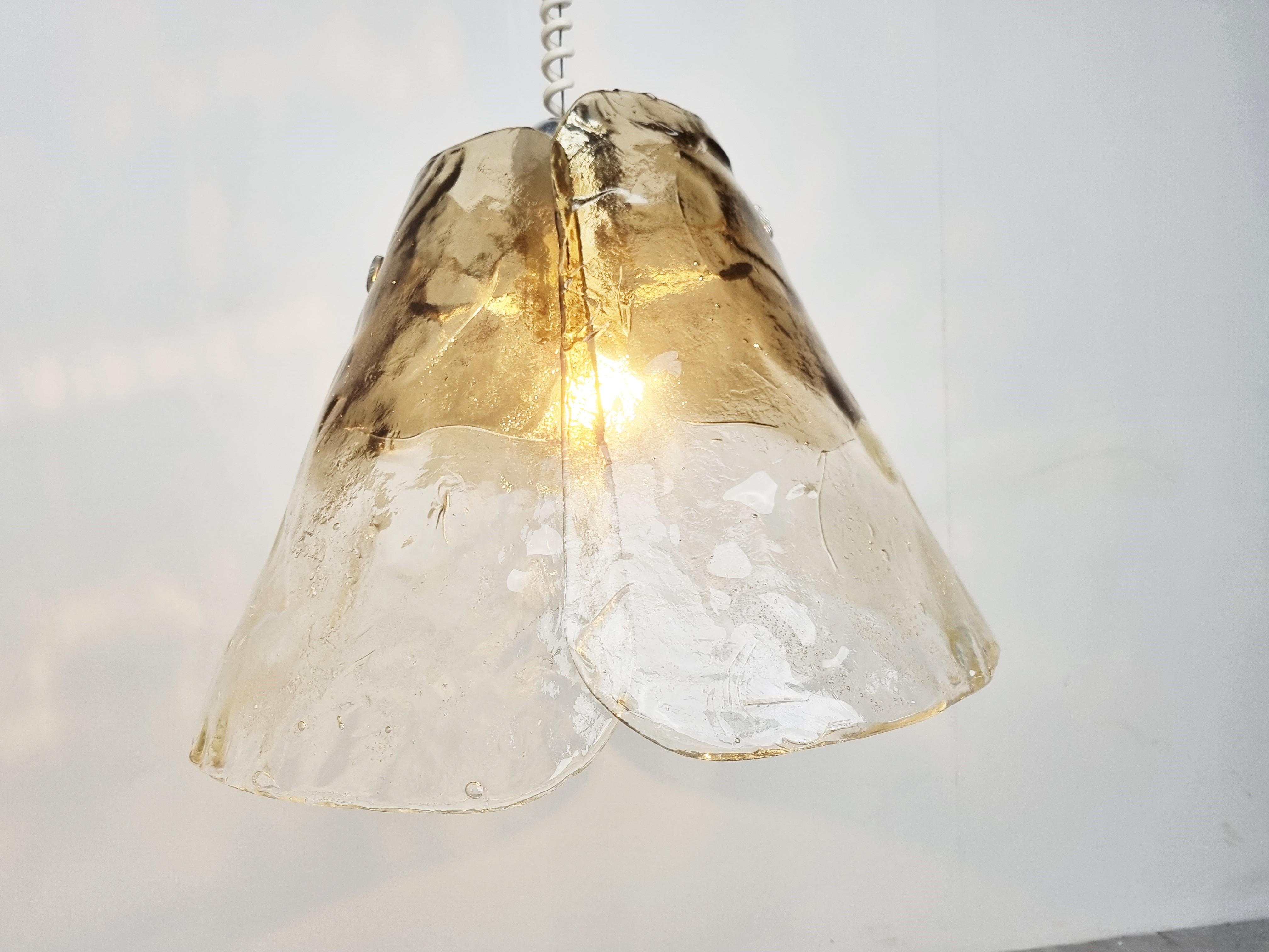 German Mid-Century Smoked Glass Lamp by J.T. Kalmar for Franken KG
