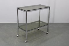 Mid-Century Smoked Glass Serving Cart, Italy, 1970s