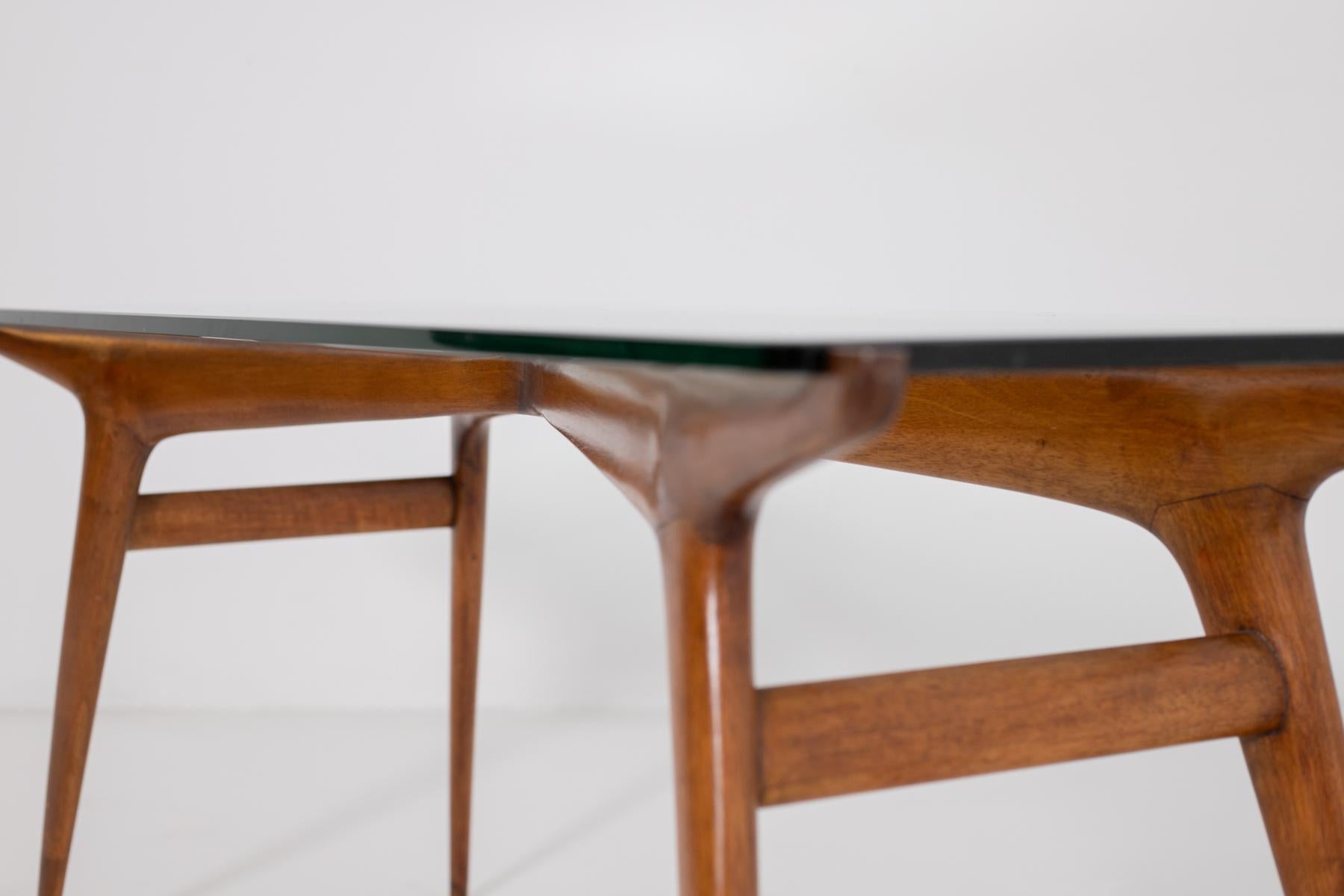 Mid-Century Smoking Table in Glass and Wood by Carlo de Carli 1