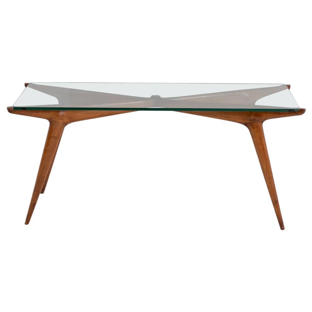 Mid-Century Smoking Table in Glass and Wood by Carlo de Carli