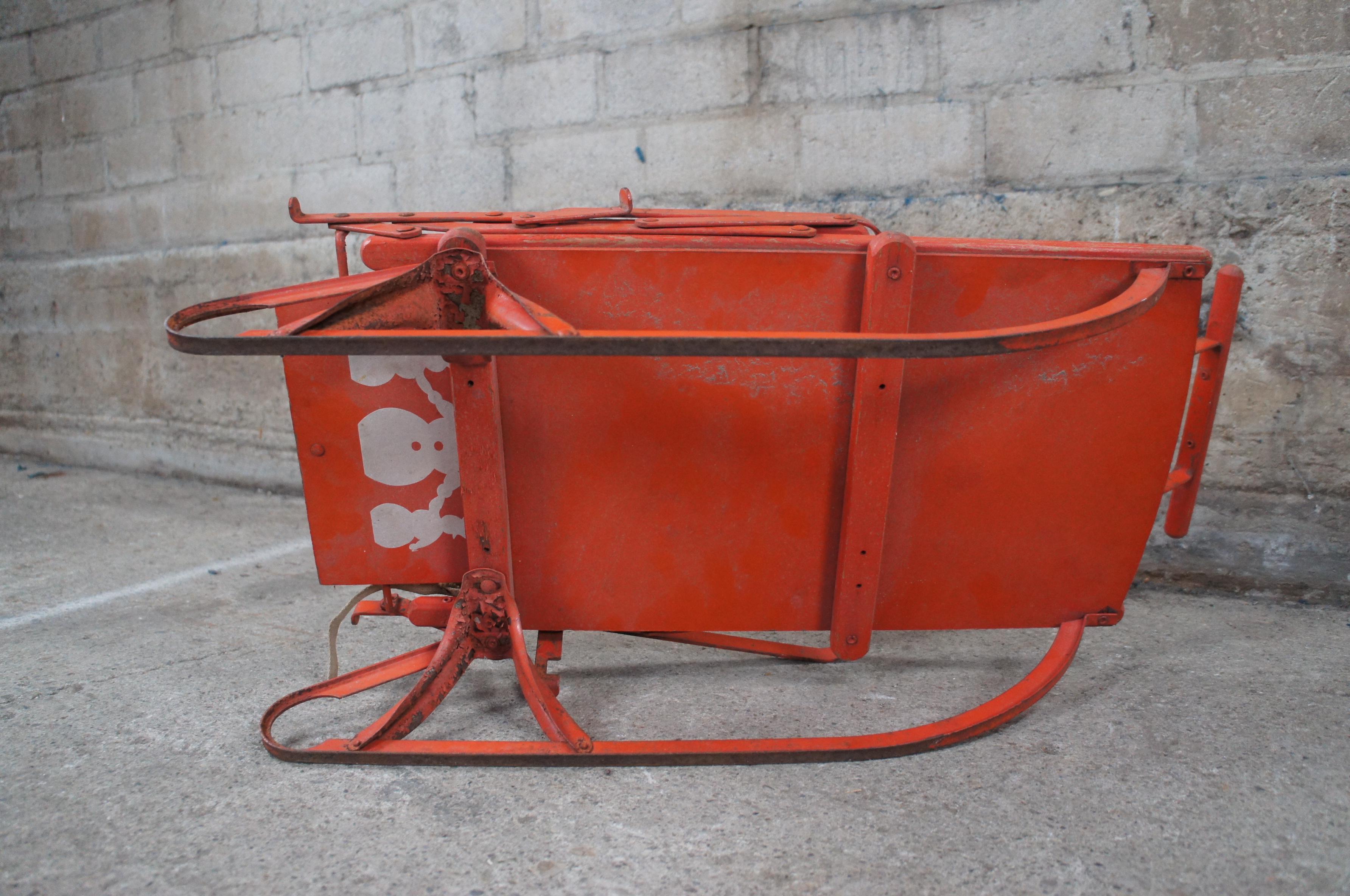 Midcentury Sno-Ler Folding Winter Children's Snow Sled Push Stroller Toboggan 2