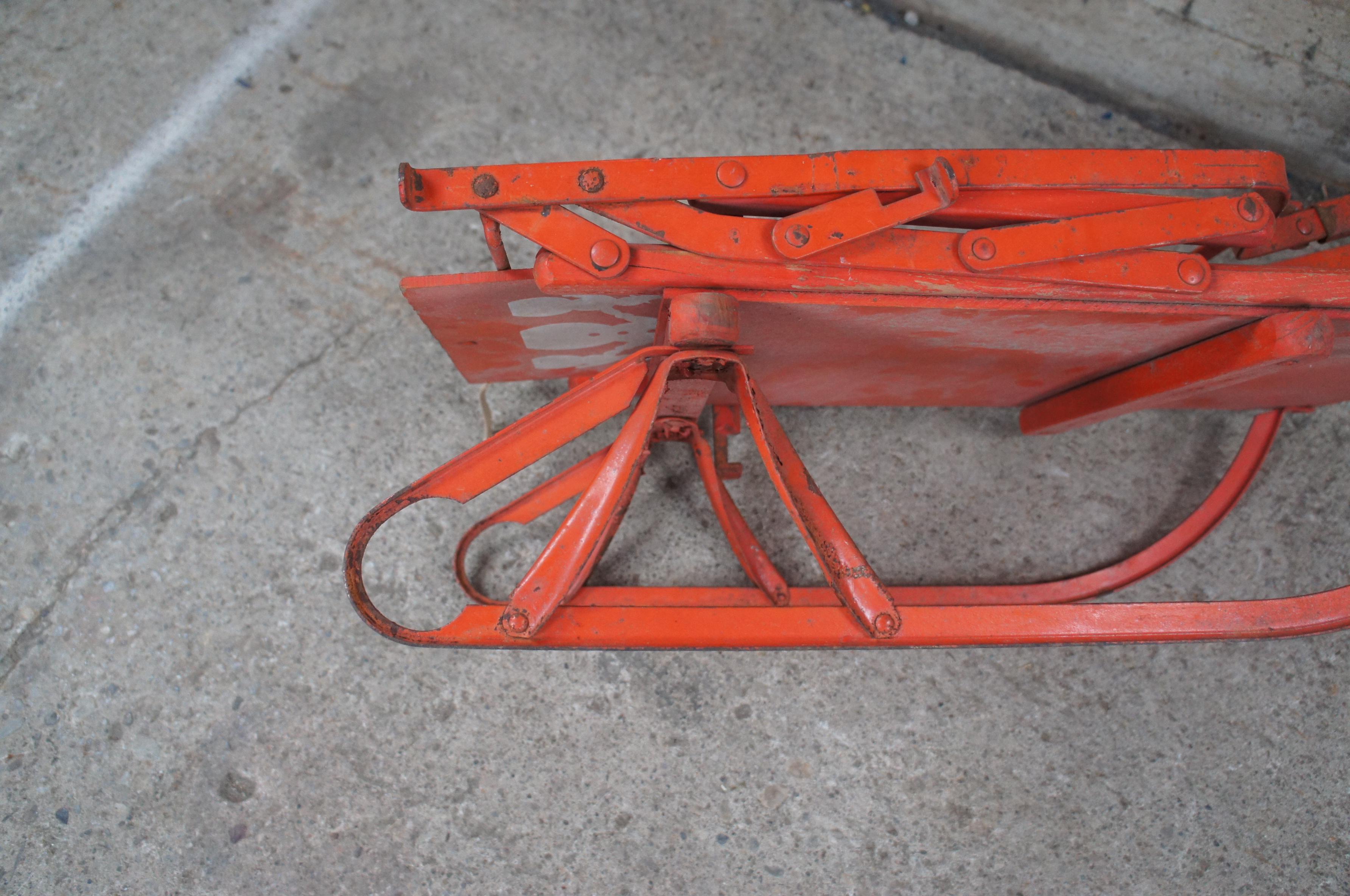 Midcentury Sno-Ler Folding Winter Children's Snow Sled Push Stroller Toboggan 3