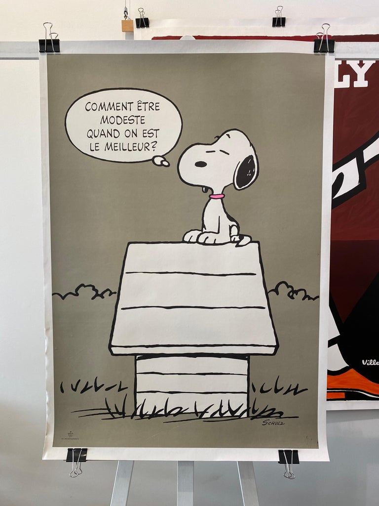 Mid-Century SNOOPY Original Vintage French Poster, 1958 by Schulz