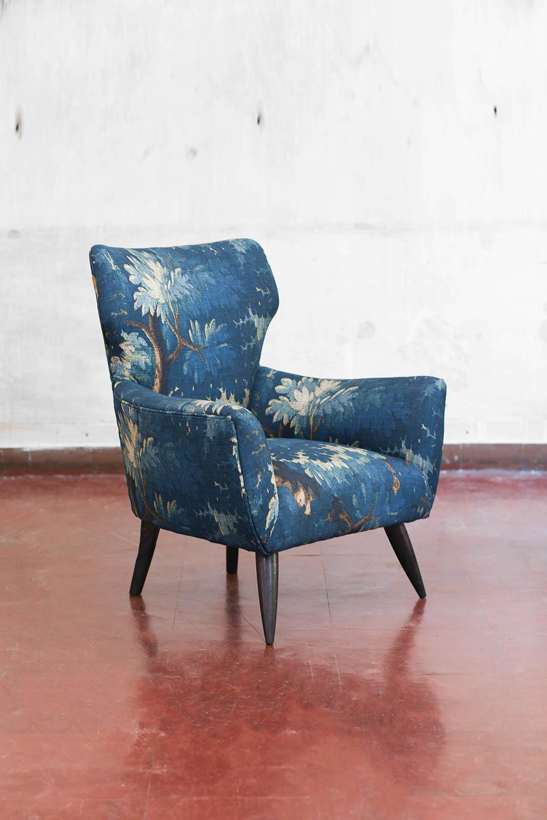 Mid-20th Century Mid-century Sofa and Pair of Bergère Armchairs Set with Dedar Fabric Upholstery For Sale