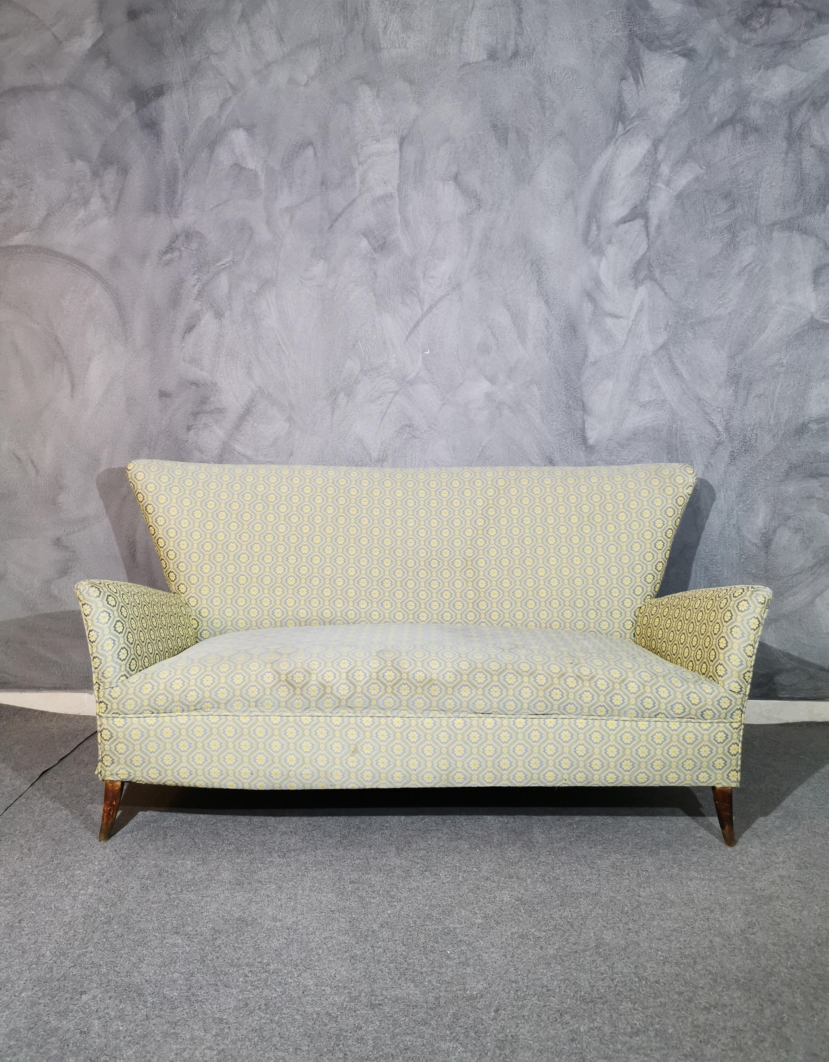 Mid Century Sofa Attributed to Gio Ponti Fabric Wood Italian Design 1960s 5