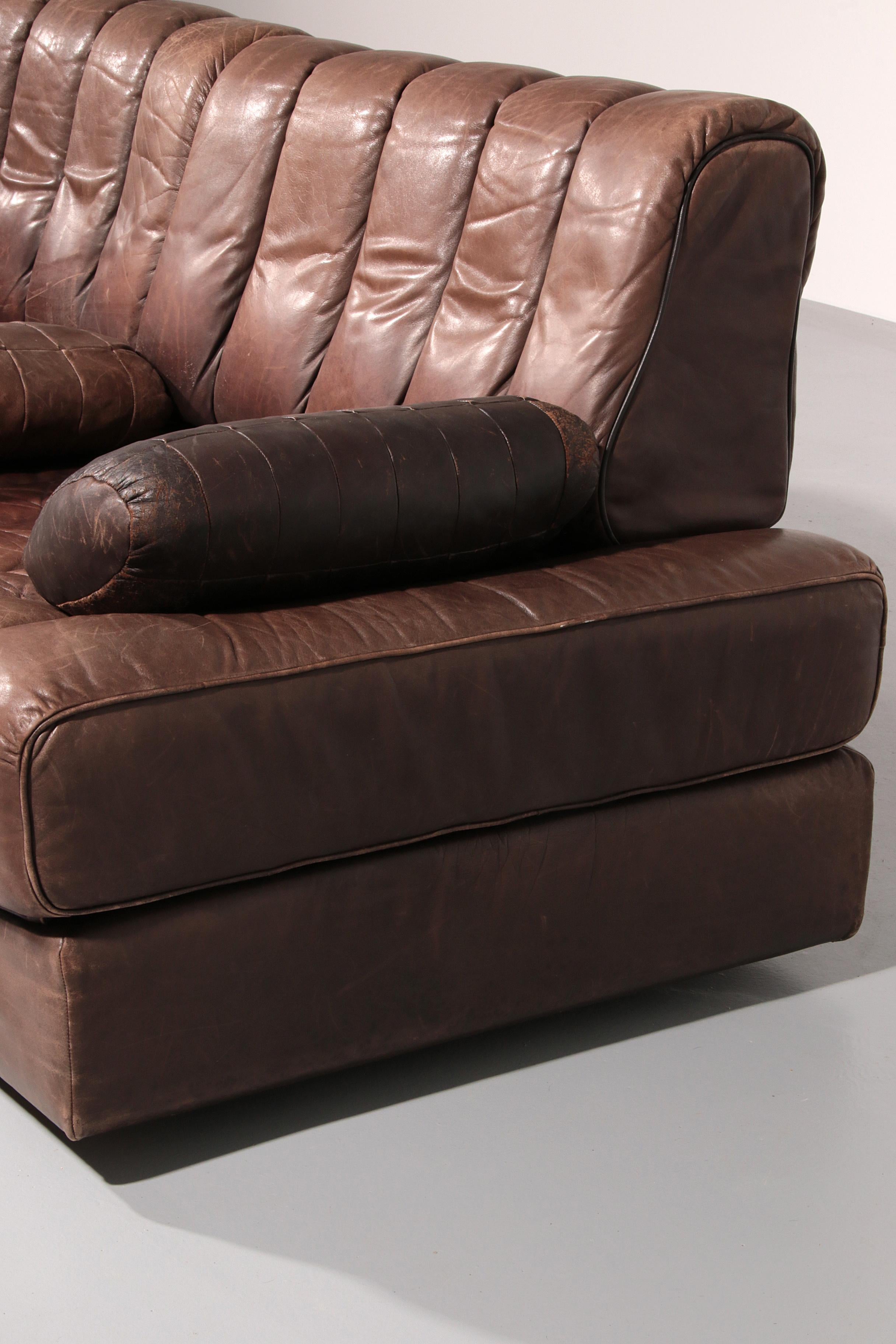 Leather Mid century Sofa bed Ds 85 from De Sede Switzerland 1960s For Sale