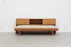 Mid-Century Teak Sofa Bett Daybed mit Lagerung Kopfteil