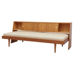 Mid-Century Teak Pull Out Sofa Bed with Detached Headboard and Sliding Doors