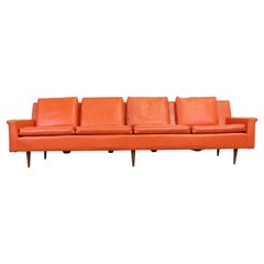 Mid-Century Elongated Orange  102" Sofa Milo Baughman for Thayer Coggin