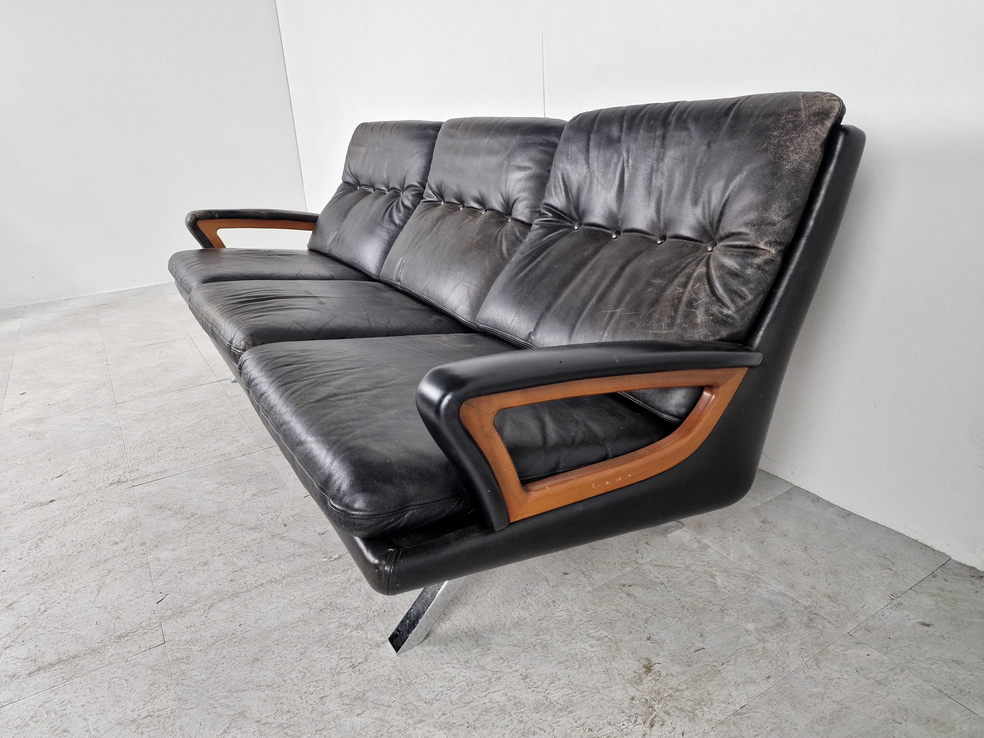 Leather Mid-Century Sofa by Carl Straub, Germany, 1960s For Sale