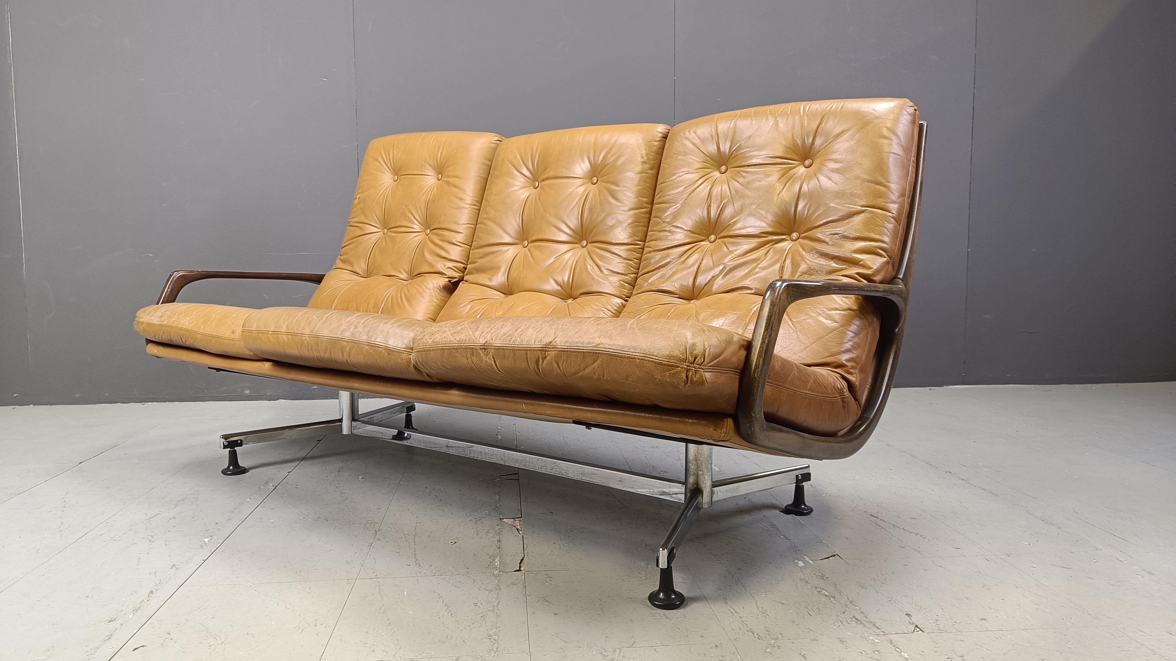 Leather Mid century sofa by Eugen Schmidt for Soloform, 1960s