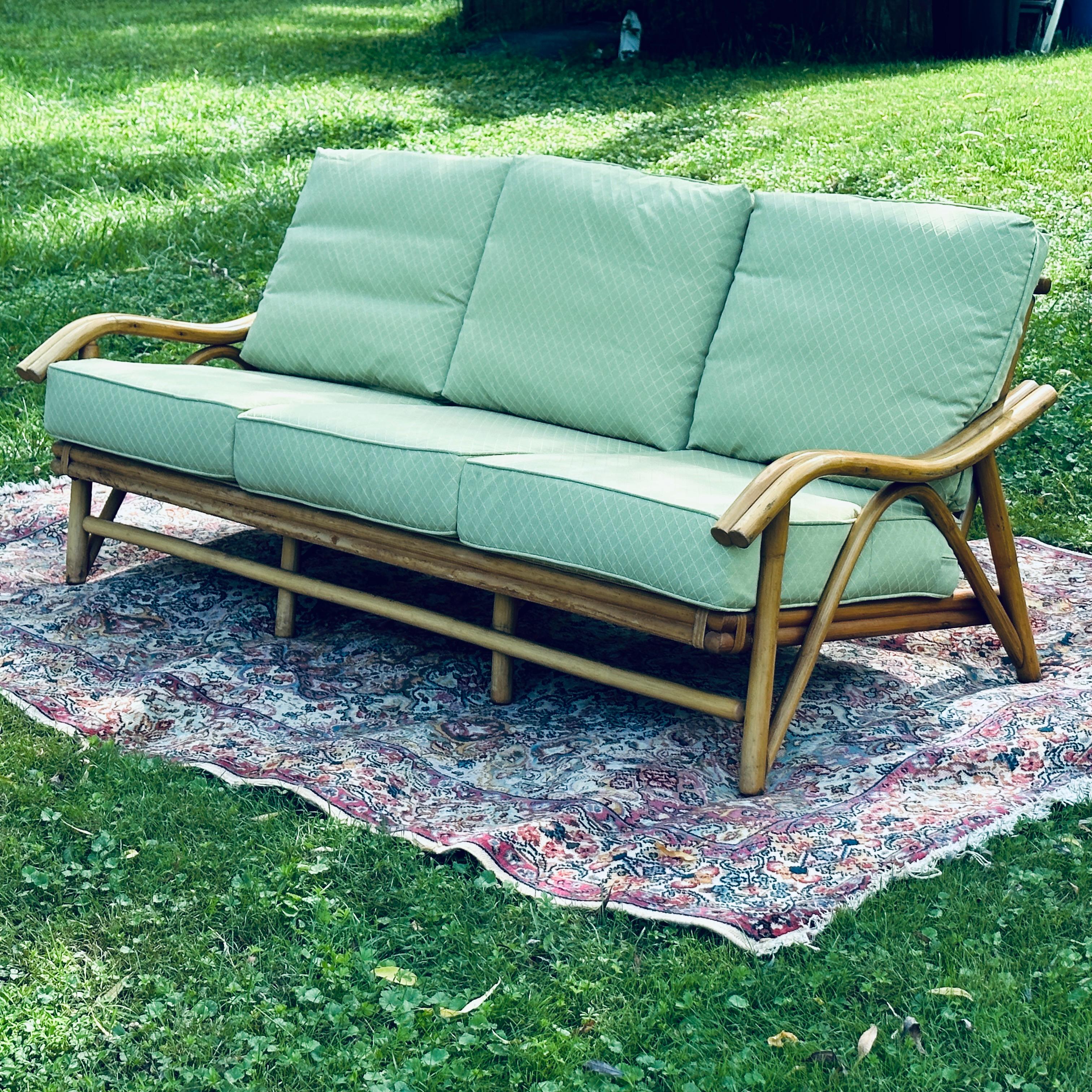 Mid-Century Sofa by Superior Reed & Rattan In Good Condition In West Chester, PA