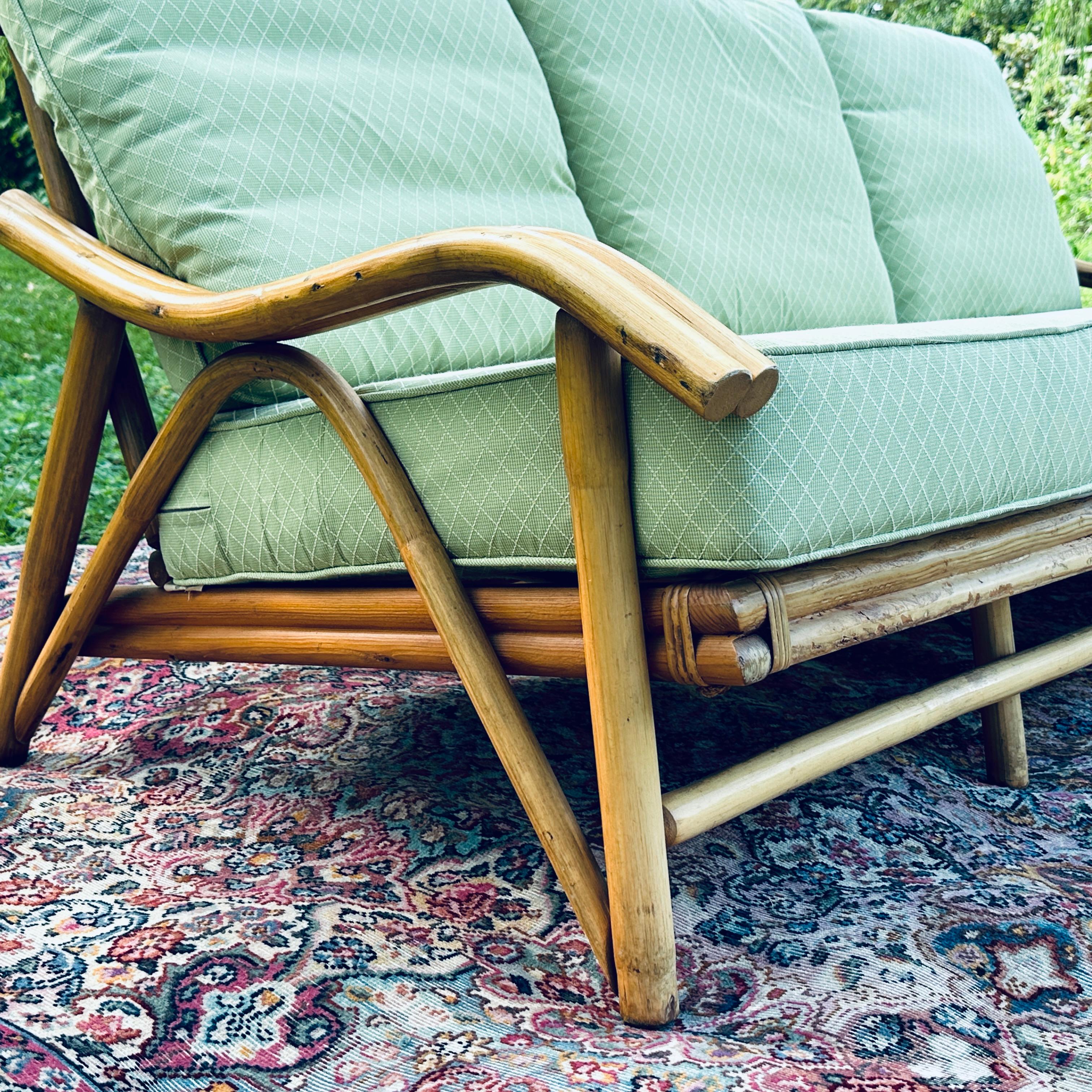 Upholstery Mid-Century Sofa by Superior Reed & Rattan