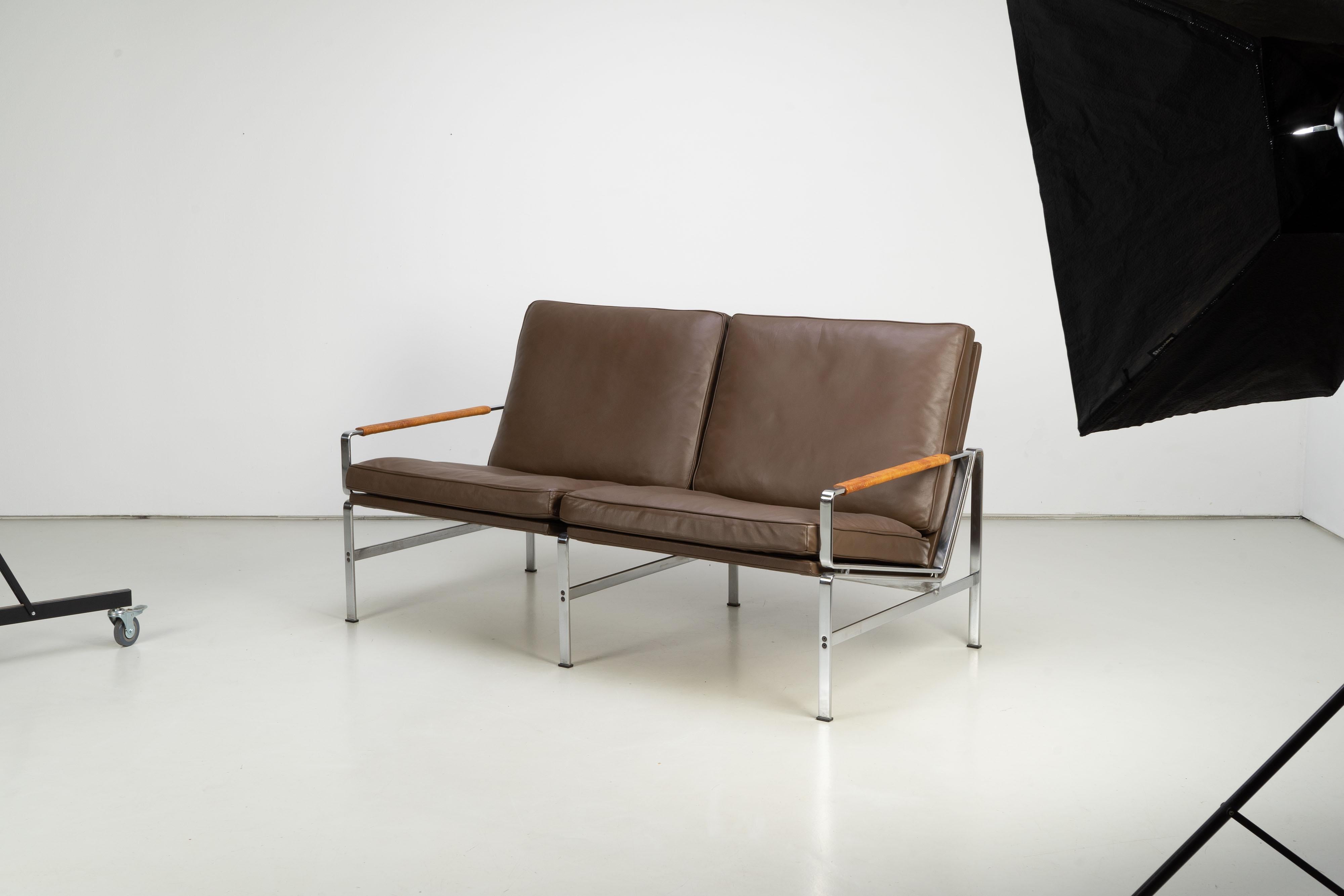 Two-seat leather sofa by Preben Fabricius and Jørgen Kastholm. Great restored condition.