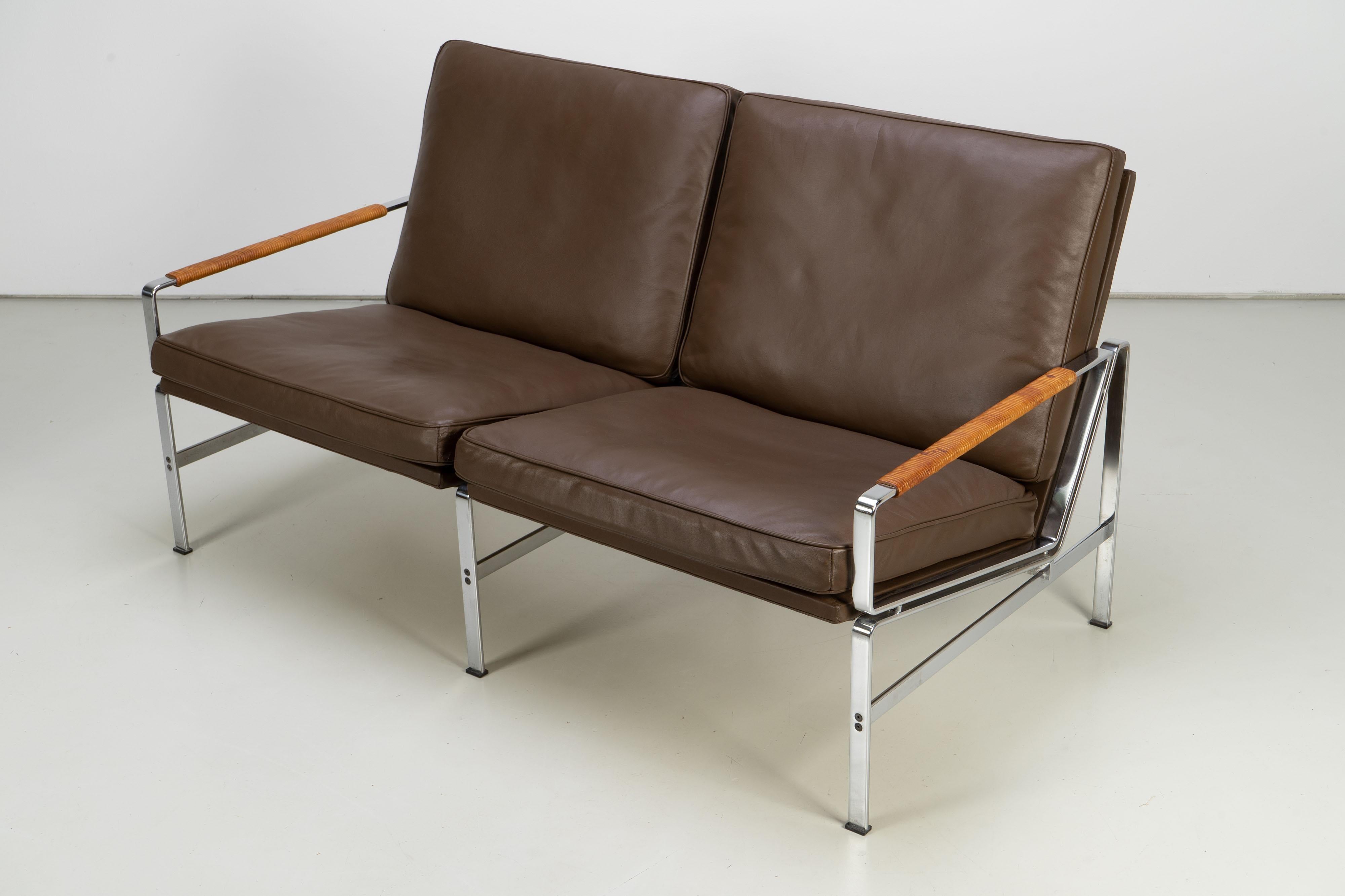 German Mid-Century Sofa FK 6720 by Fabricius & Kastholm Brown Leather