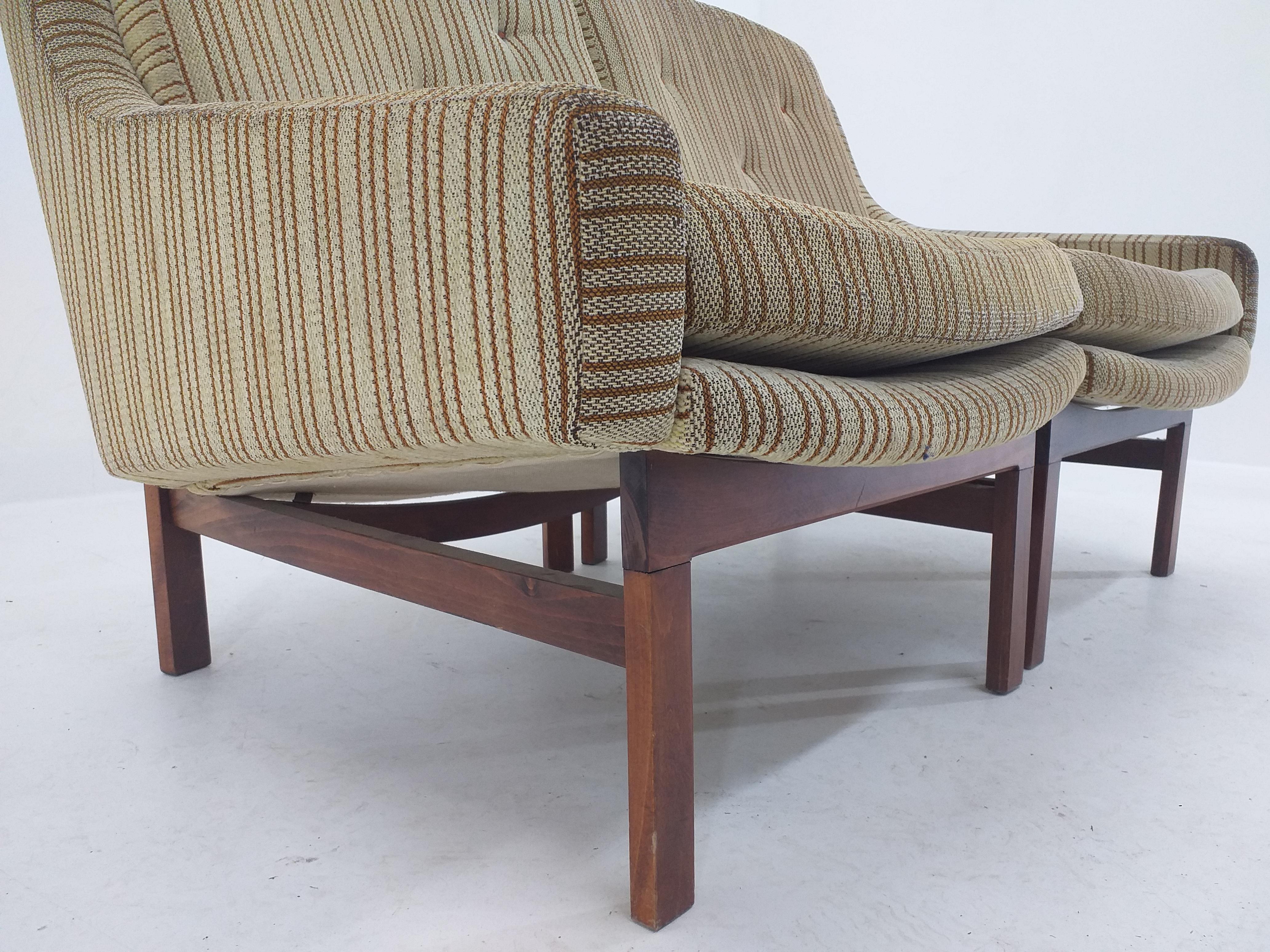 Fabric Midcentury Sofa from Two Chairs, Denmark, 1960s For Sale