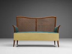 Spanish Sofa in Ash and Yellow and Green Leatherette