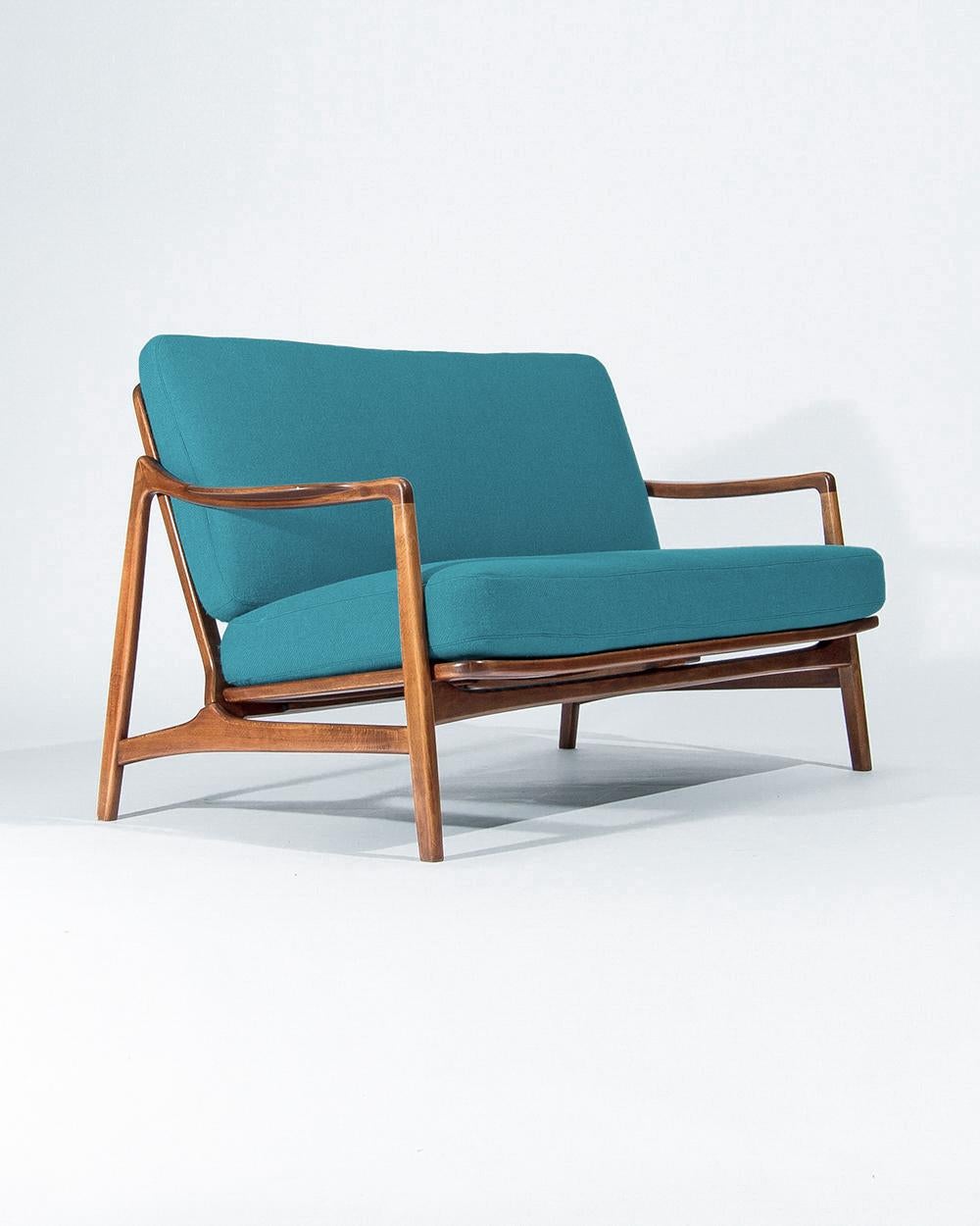 Mid Century Sofa in Beech & Wool Designed by Tove & Edvard Kindt Larsen, Danish  5