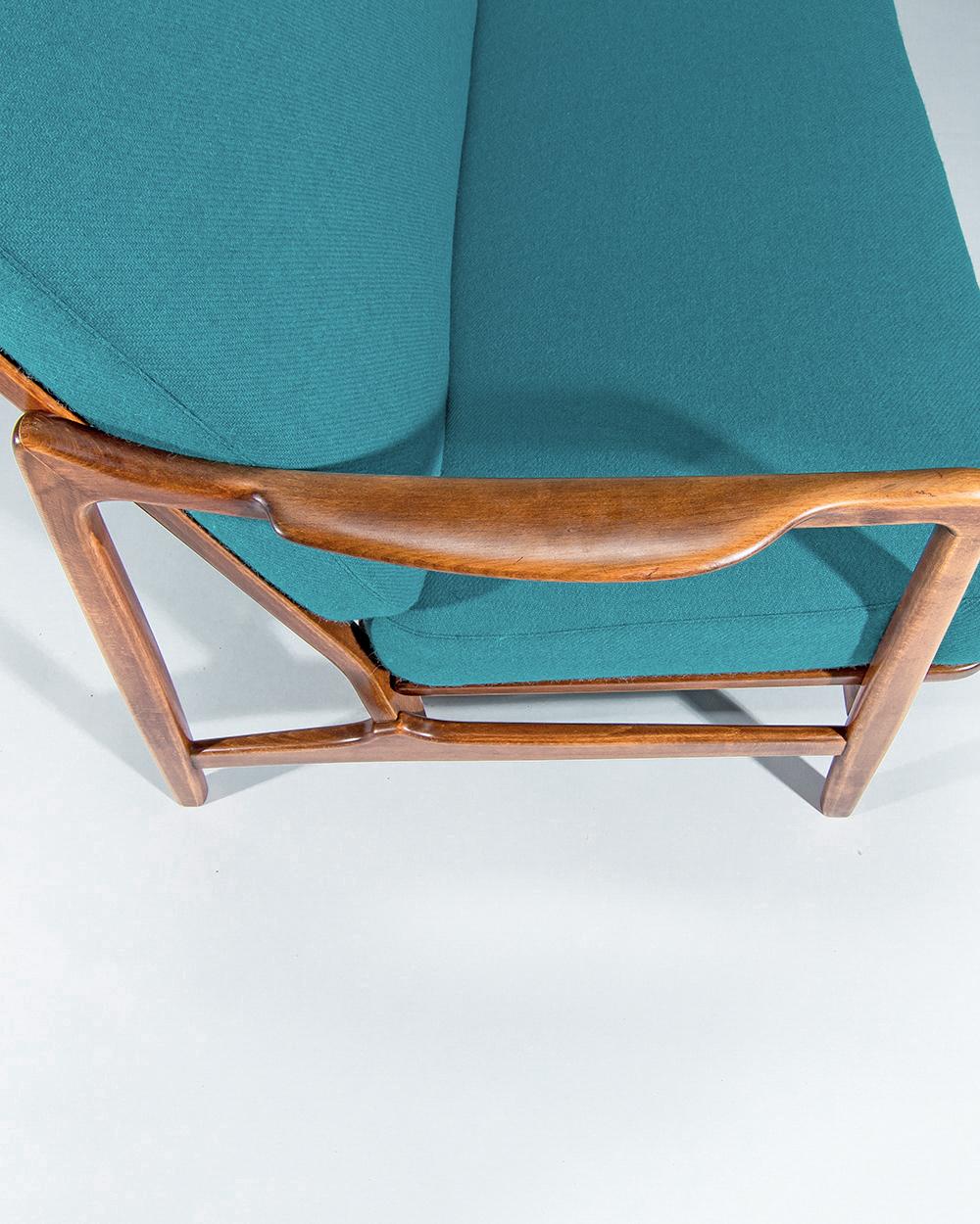 Mid-20th Century Mid Century Sofa in Beech & Wool Designed by Tove & Edvard Kindt Larsen, Danish 