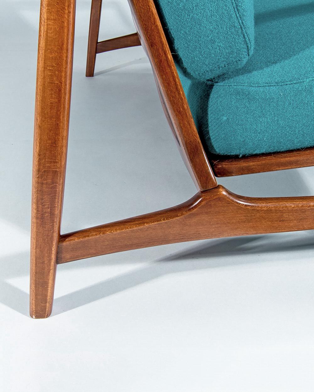 Mid Century Sofa in Beech & Wool Designed by Tove & Edvard Kindt Larsen, Danish  3