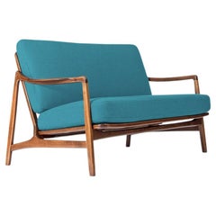 Mid Century Sofa in Beech & Wool Designed by Tove & Edvard Kindt Larsen, Danish 