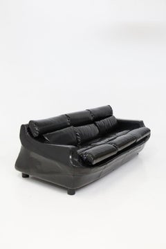 Mid-Century Sofa in black latex by Stasis Salotti