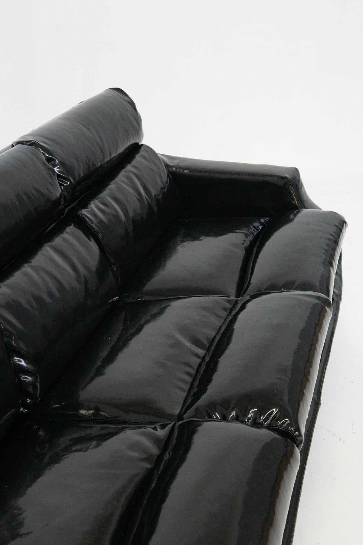 Mid-Century Modern Mid-Century Sofa in black latex by Stasis Salotti