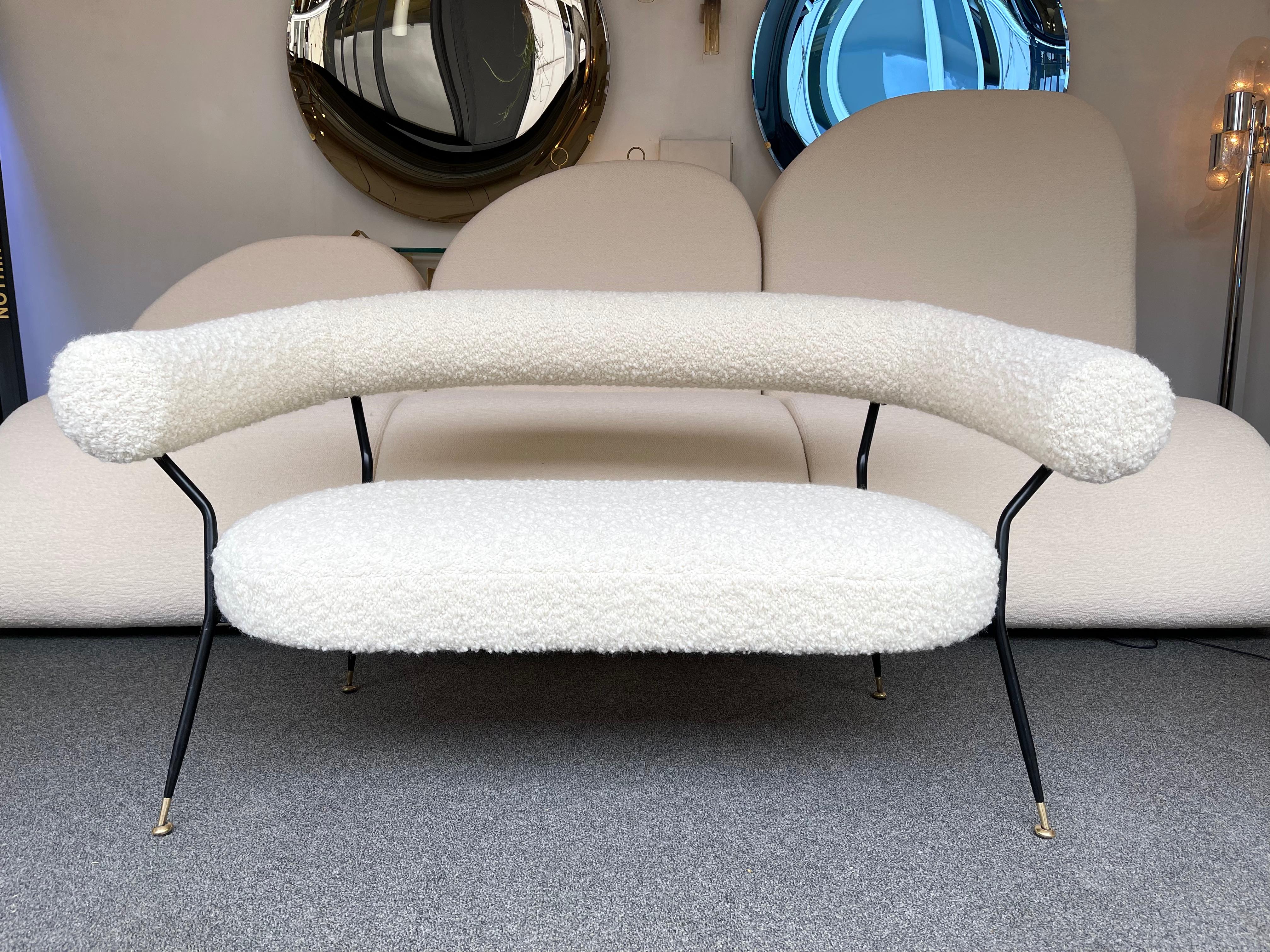 Mid Century Sofa in Bouclé Fabric by IPA Bologne, Italy, 1950s 1