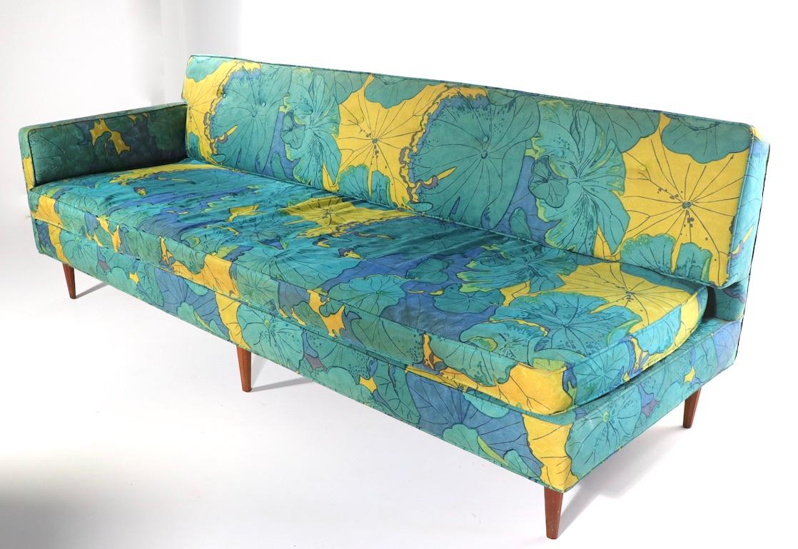 Mid-Century Modern Mid Century Sofa in Dramatic Foliate Print Upholstery