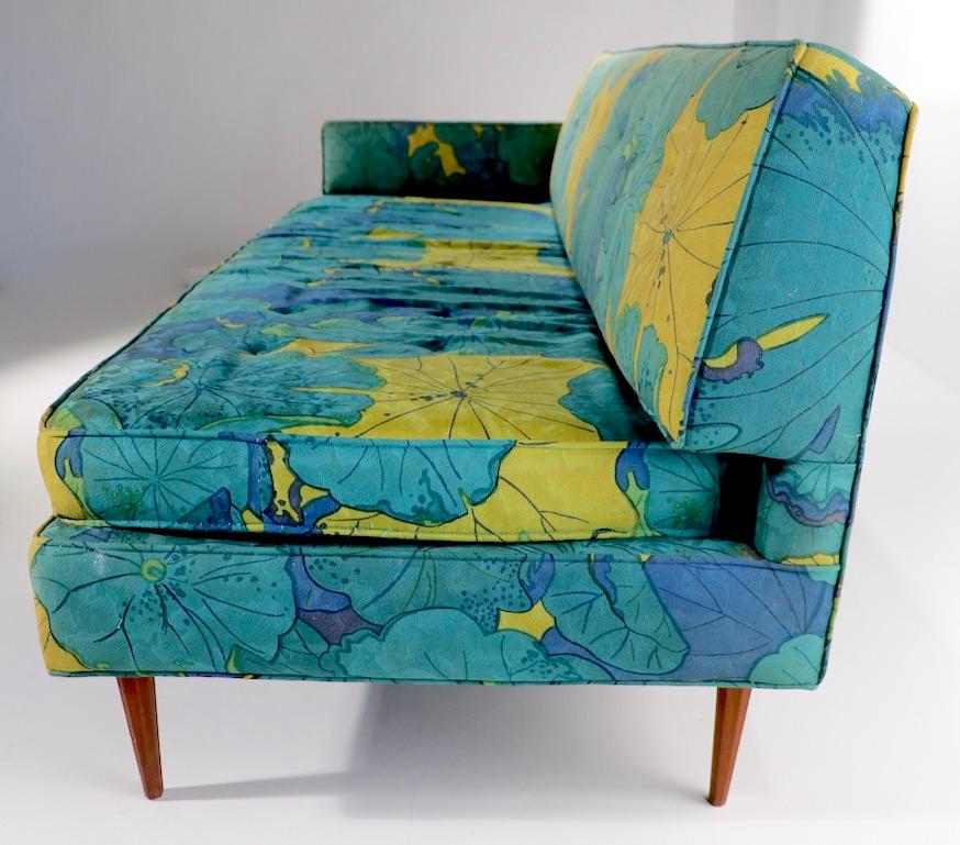 20th Century Mid Century Sofa in Dramatic Foliate Print Upholstery