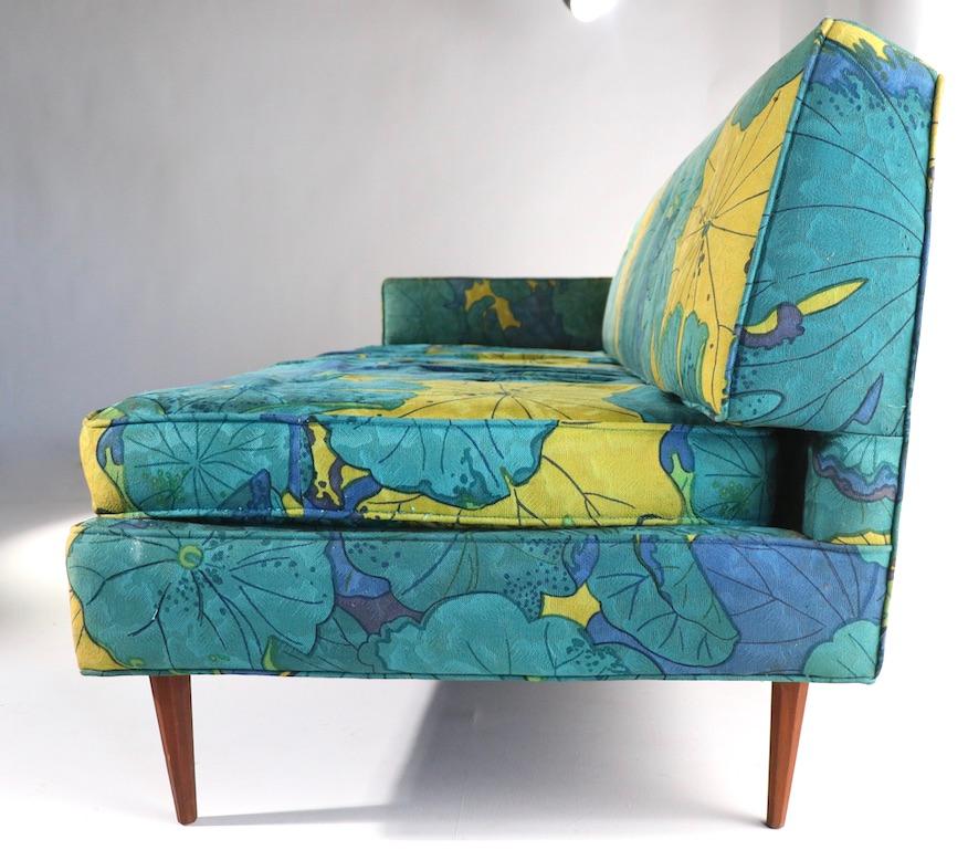 Mid Century Sofa in Dramatic Foliate Print Upholstery 1