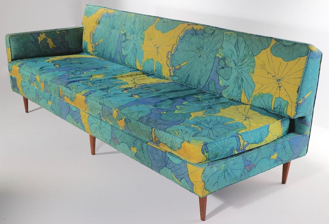 Mid Century Sofa in Dramatic Foliate Print Upholstery 2