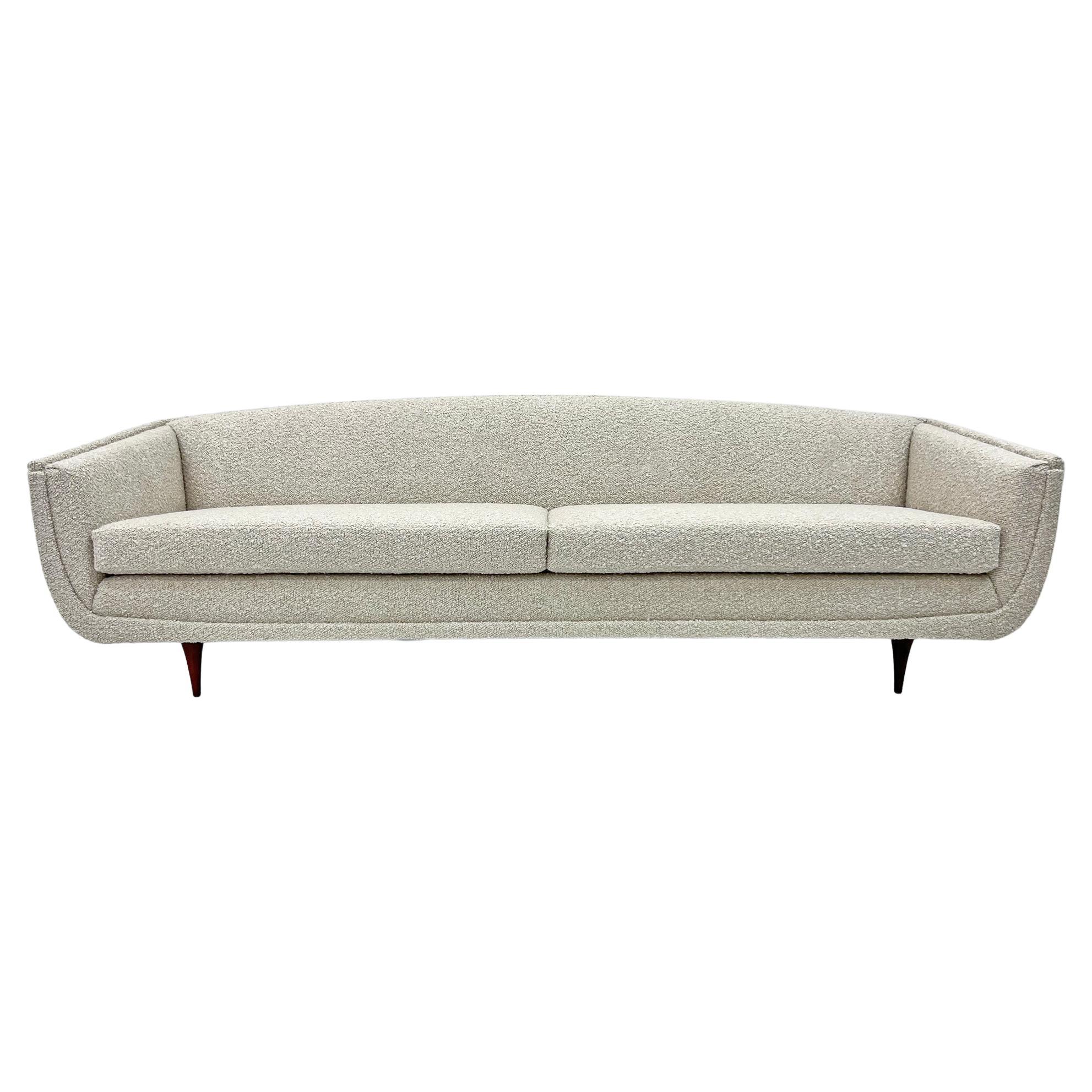 Mid-Century Sofa in Oatmeal Belgian Boucle Attributed to William Hinn