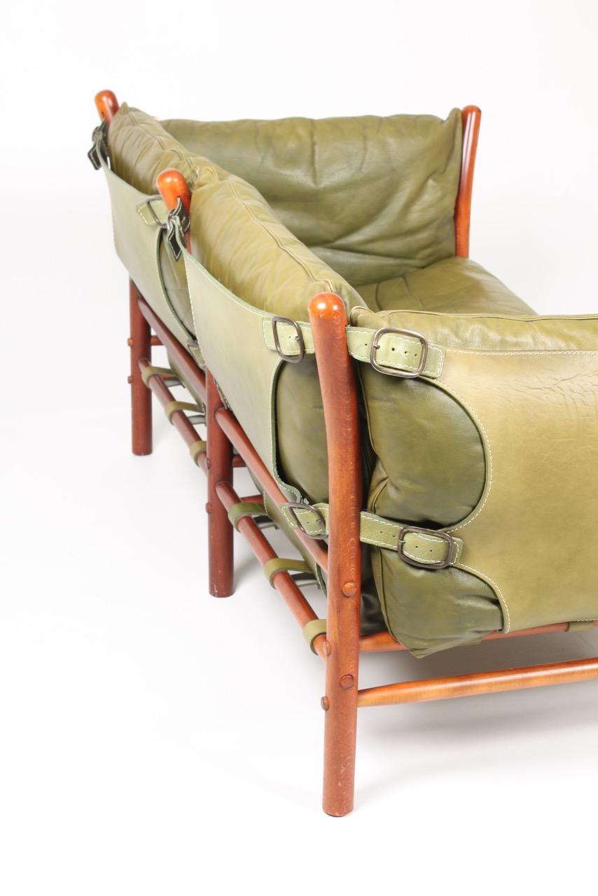 Midcentury Sofa in Patinated Leather by Arne Norell, Made in Sweden, 1960s 2