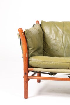 Midcentury Sofa in Patinated Leather by Arne Norell, Made in Sweden, 1960s