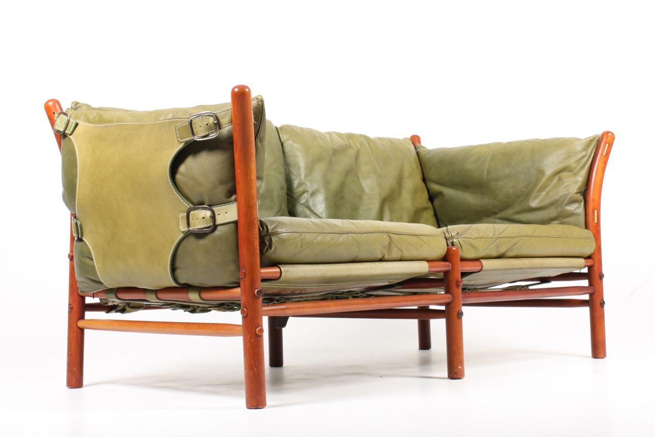 Swedish Midcentury Sofa in Patinated Leather by Arne Norell, Made in Sweden, 1960s For Sale