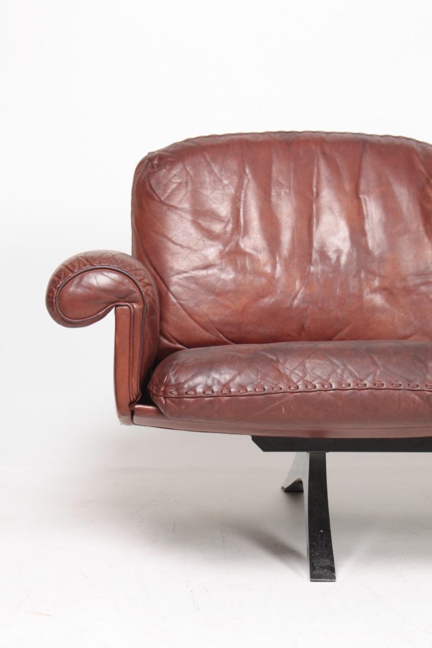 Mid-Century Modern Midcentury Sofa in Patinated Leather by De Sede, 1960s