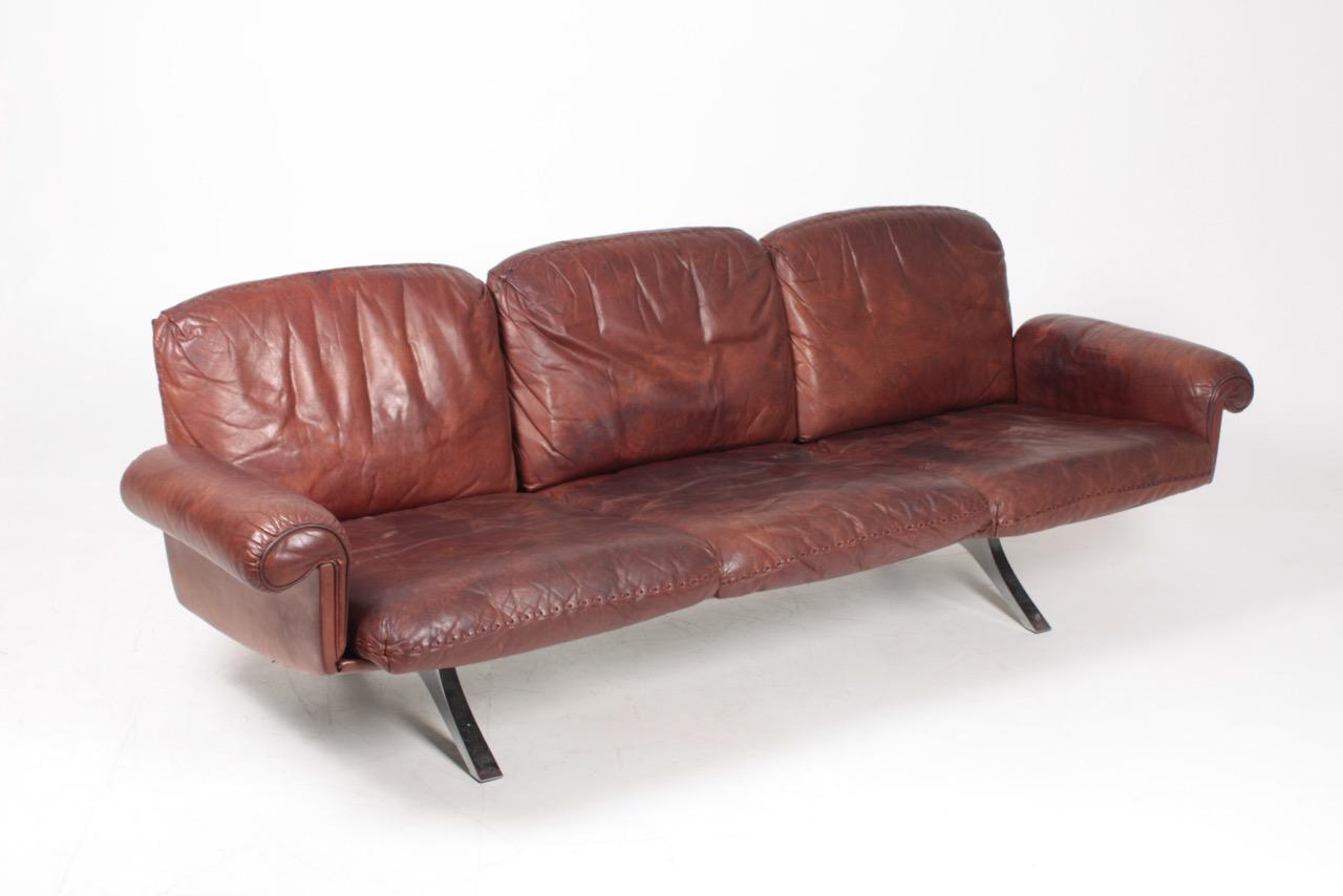 Mid-20th Century Midcentury Sofa in Patinated Leather by De Sede, 1960s